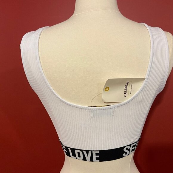 Pull & Bear Women's White Sports Top with Stripe - Size Small - NWT - Picture 4 of 5